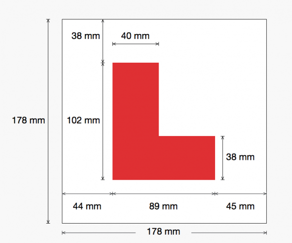 l plate size requirements