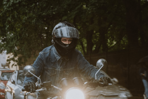 motorcycle helmet visor in rain